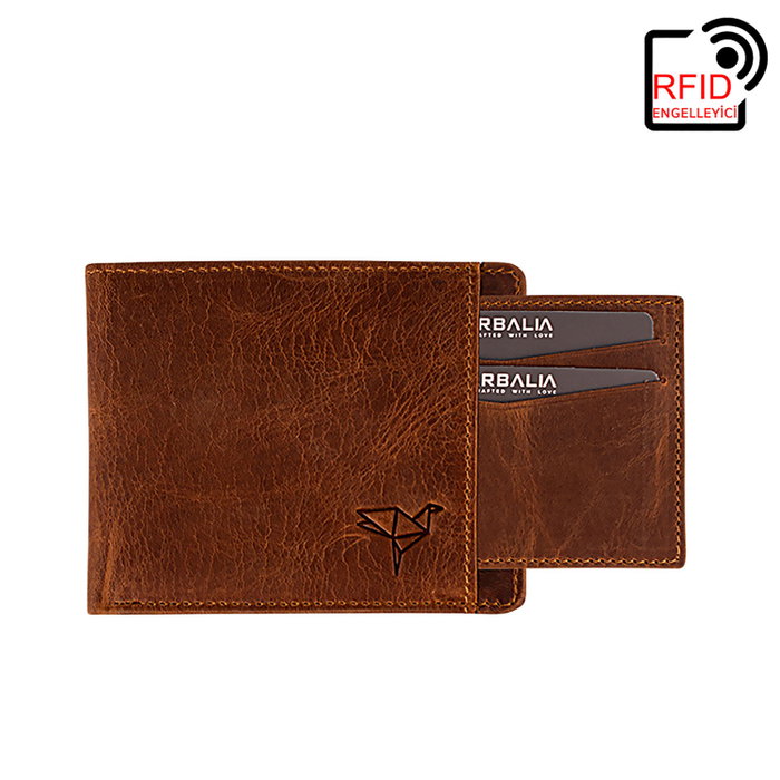 Zoozie Bags Cartera para Hombre de Piel Auténtica, Tostado, 10 cm x 2 cm x 7.4 cm